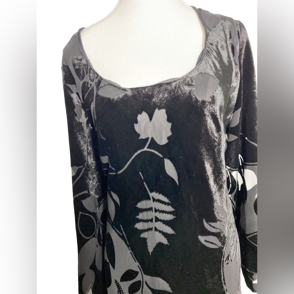 Lifestyle Elements By Sonia G. Black Panyvelvet Evening Maxi Long Sleeve Dress - Picture 3 of 11